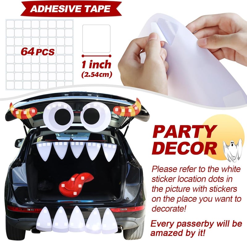 PARTYLOUD Store Trunk or Treat Car Decorations Kit, Halloween Cute Monster Face Trunk or Treat Kit Car Decorations for SUV, Outdoor Halloween Garage Door Decorations - Image 3